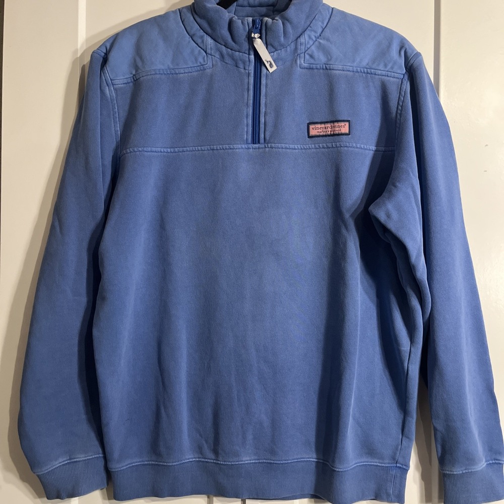 Vineyard Vines Womens Quarter Zip Bay Blue Classic Pullover Sweater Small